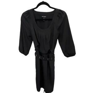 White House Black Market Black Balloon Sleeve Elastic Belted Waist Dress XXS